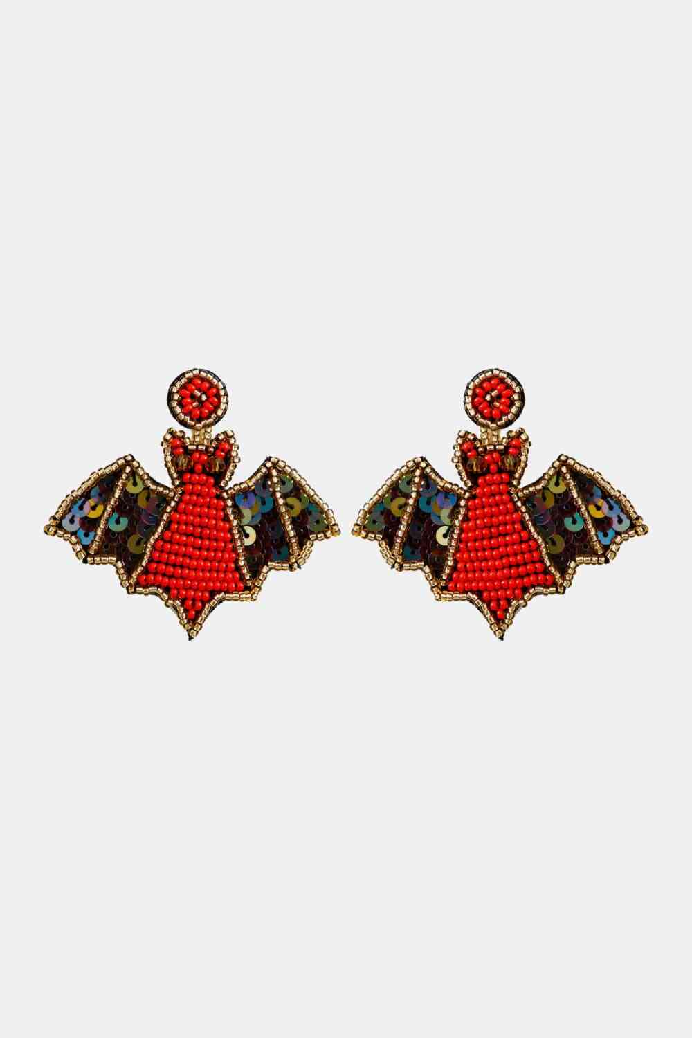 Bat Shape Beaded Dangle Earrings