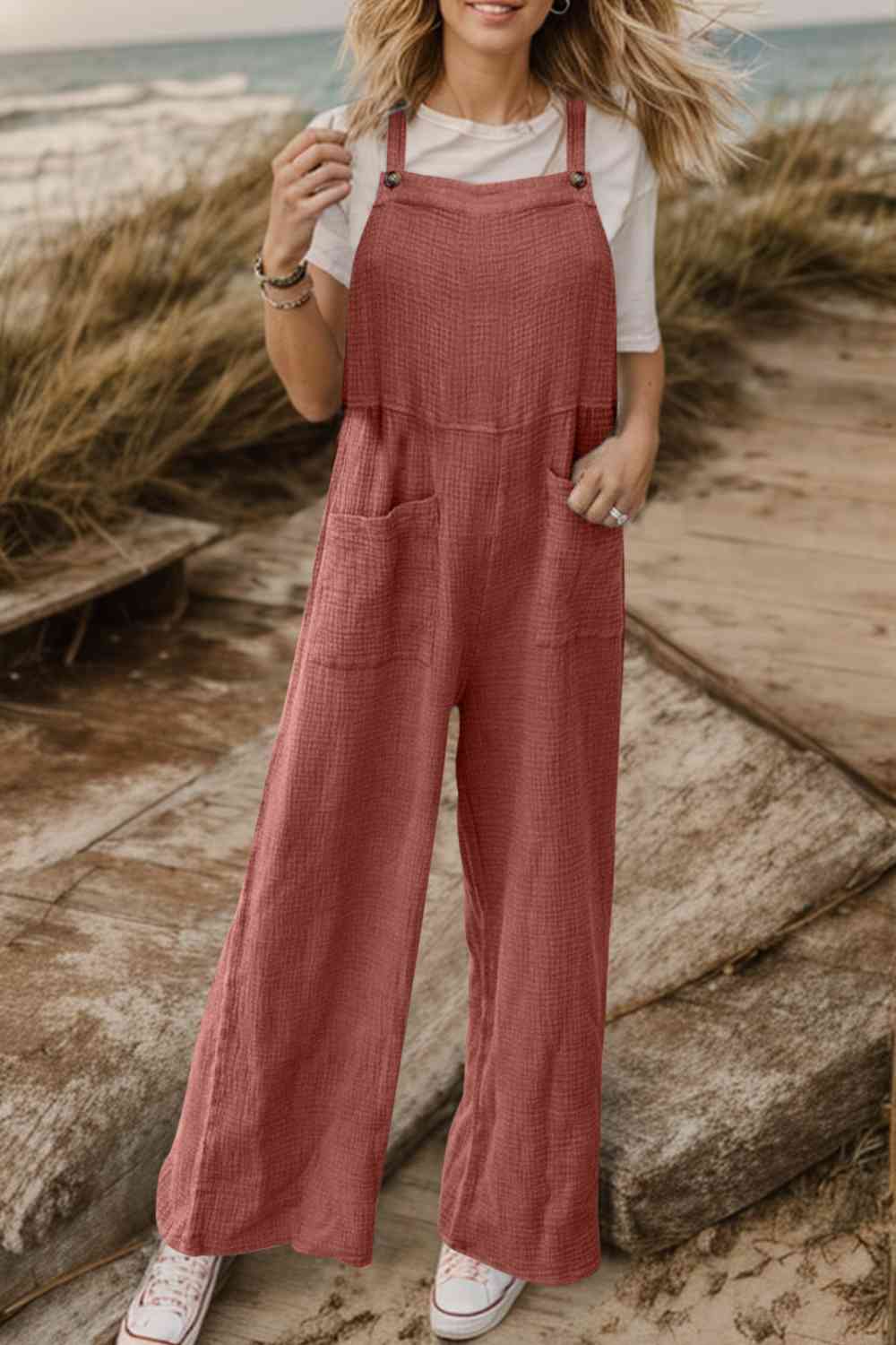 Full Size Wide Leg Front Pocket Jumpsuit