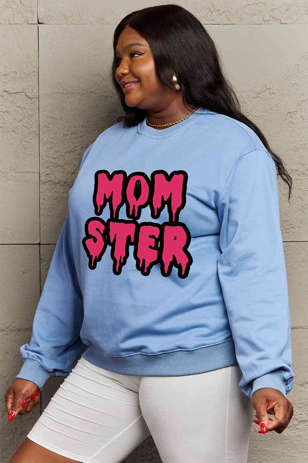 Simply Love Full Size MOM STER Graphic Sweatshirt