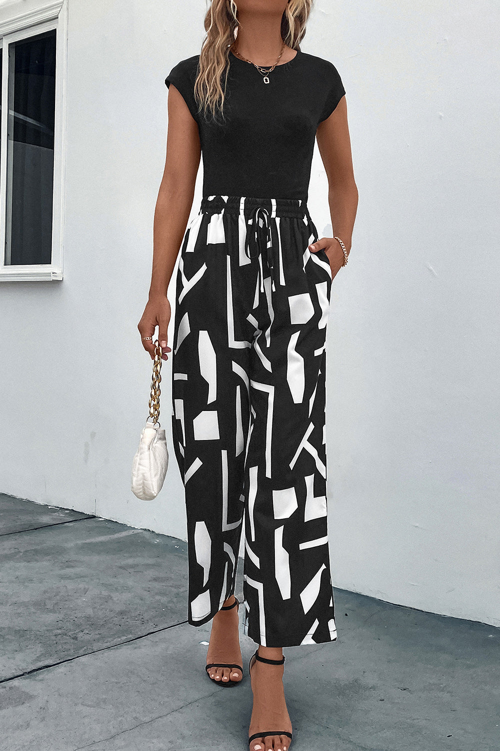 Printed Straight Leg Pants with Pockets