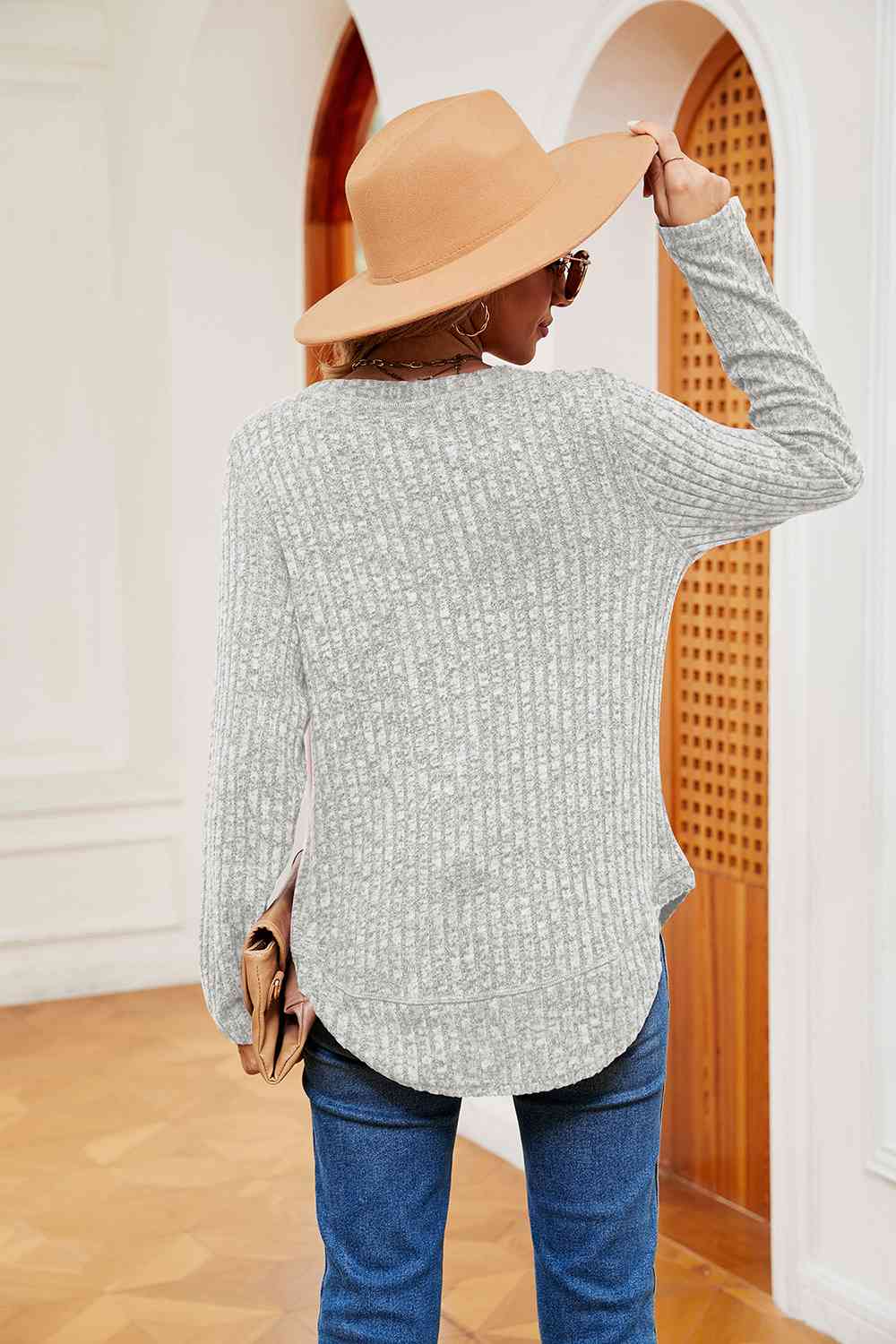 Heathered Round Neck Top