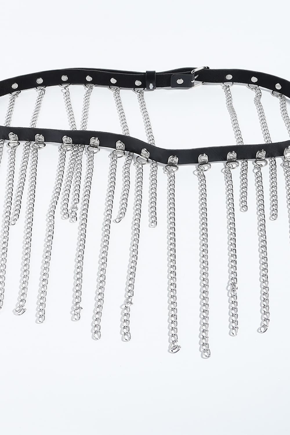 Fringed Chain PU Leather Belt