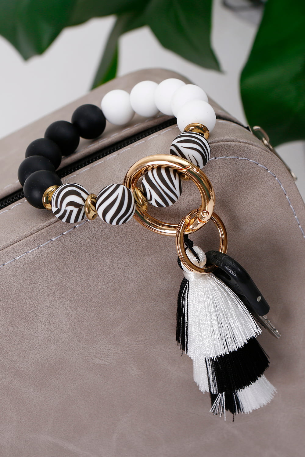 Beaded Keychain with Layered Tassel